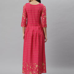 StylumÃÂ Women's Printed Rayon Flared Kurta (pankhuripink)