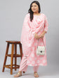Stylum Women's  Printed Cotton Straight Kurta Pant Dupatta Set (PinkChecksKPD)