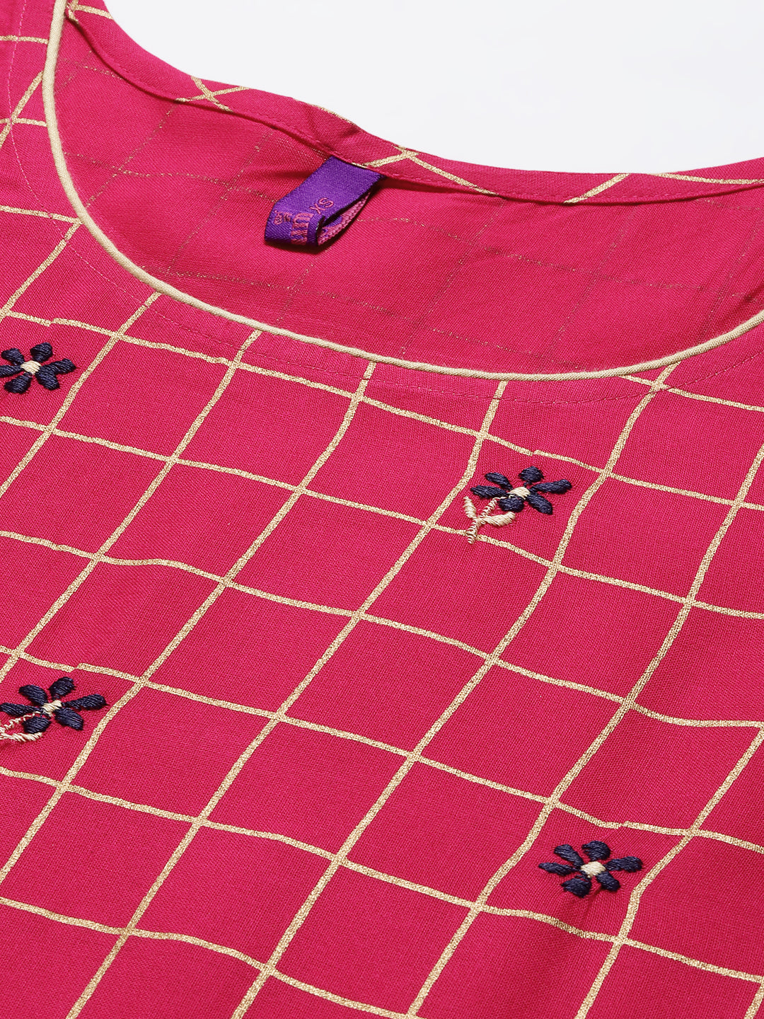 Stylum Women's Embroidered Rayon Flared Kurta Dupatta Set (Pinkpankhkdset)