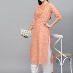 Stylum Women's Printed & Embroidered Rayon Straight Kurta (RASNA)