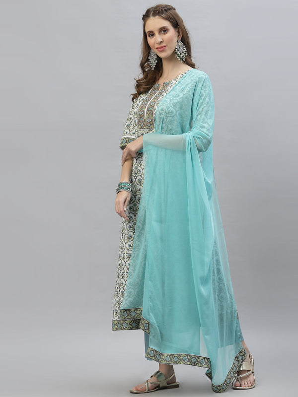AnarKali Kurta Pant Dupatta Set