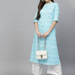 Stylum Women's Printed Rayon A-Line Kurta (SKYTINZI)