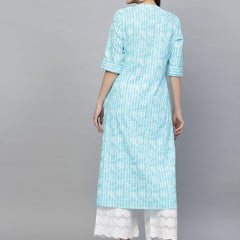 Stylum Women's Printed Rayon A-Line Kurta (SKYTINZI)