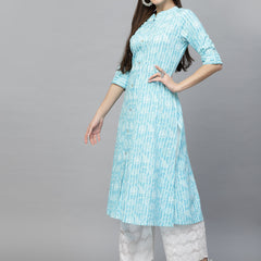 Stylum Women's Printed Rayon A-Line Kurta (SKYTINZI)