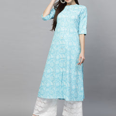 Stylum Women's Printed Rayon A-Line Kurta (SKYTINZI)