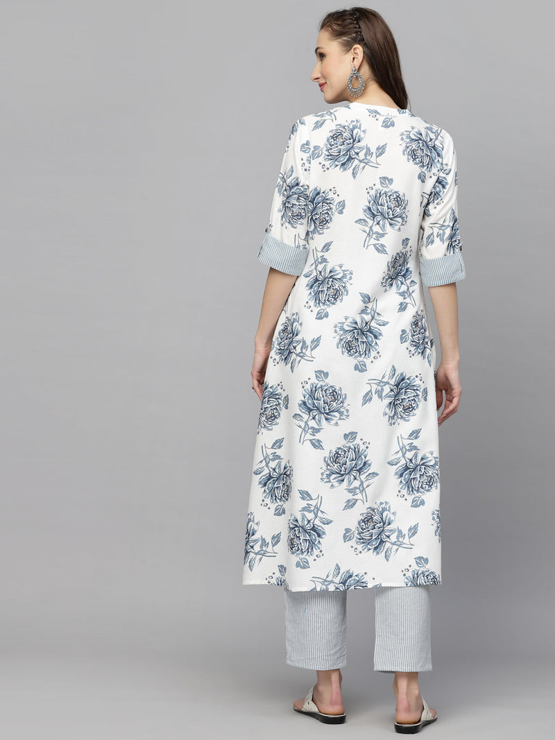 Printed Rayon A-Line Kurta
