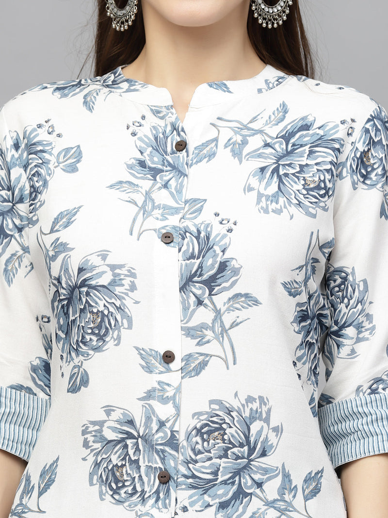 Printed Rayon A-Line Kurta