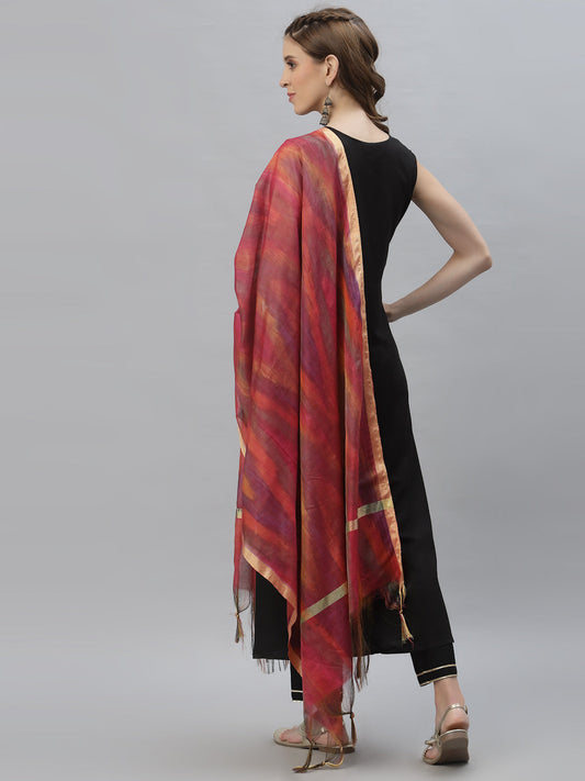 Rayon Flared Kurta with Printed Dupatta 