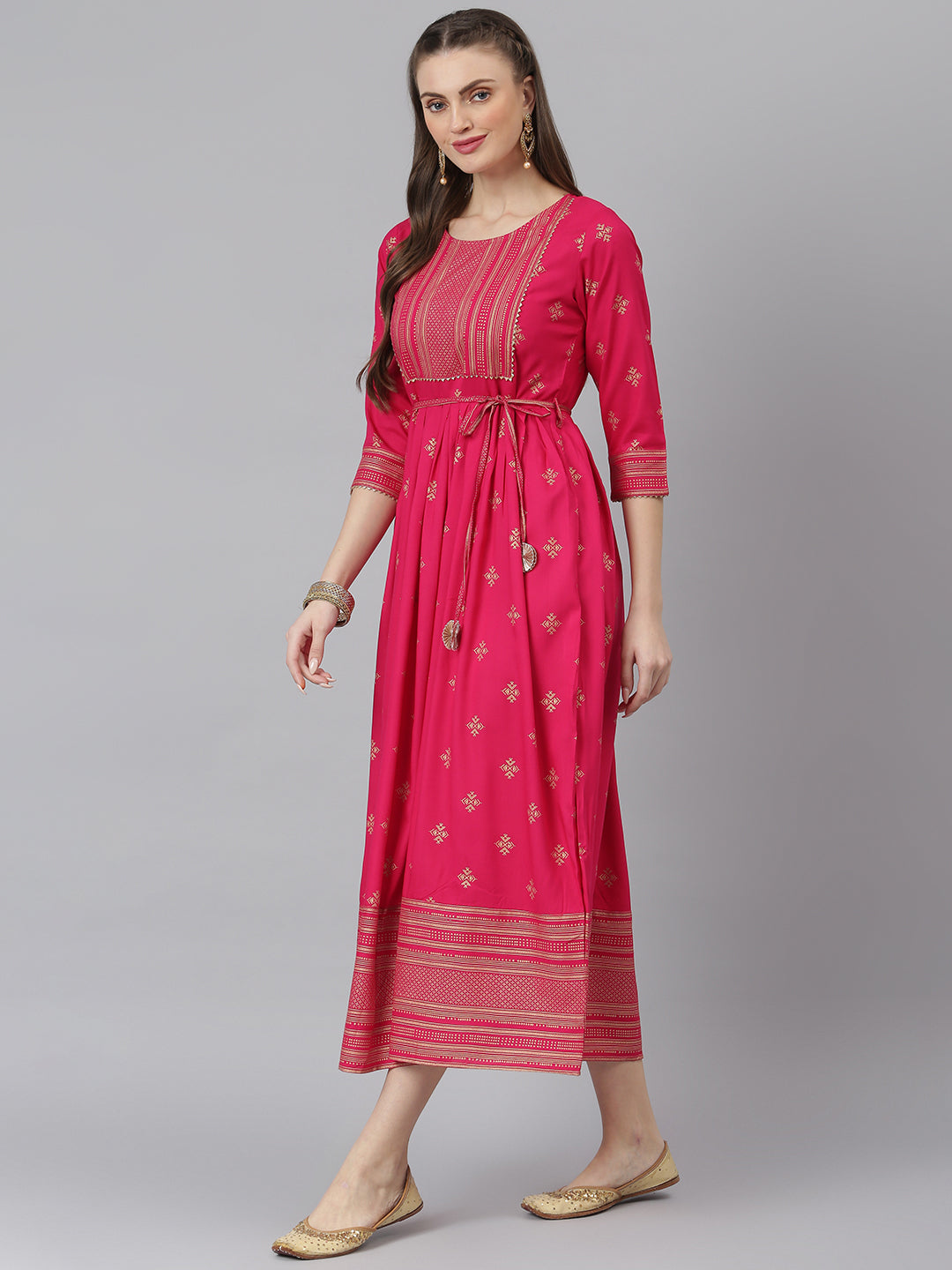 Printed Rayon Flared Kurta