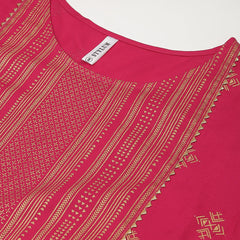 Stylum Women's Gold Printed Rayon Flared Kurta (TONYPINK)