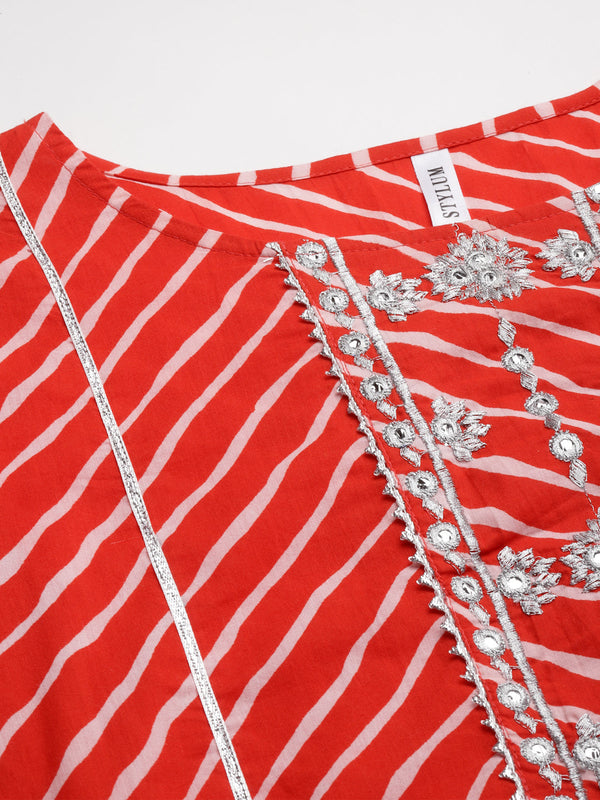 Lehariya Printed Cotton Straight Kurta