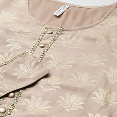 Stylum Women's Gold Printed Rayon Straight Kurta (Torubeige)