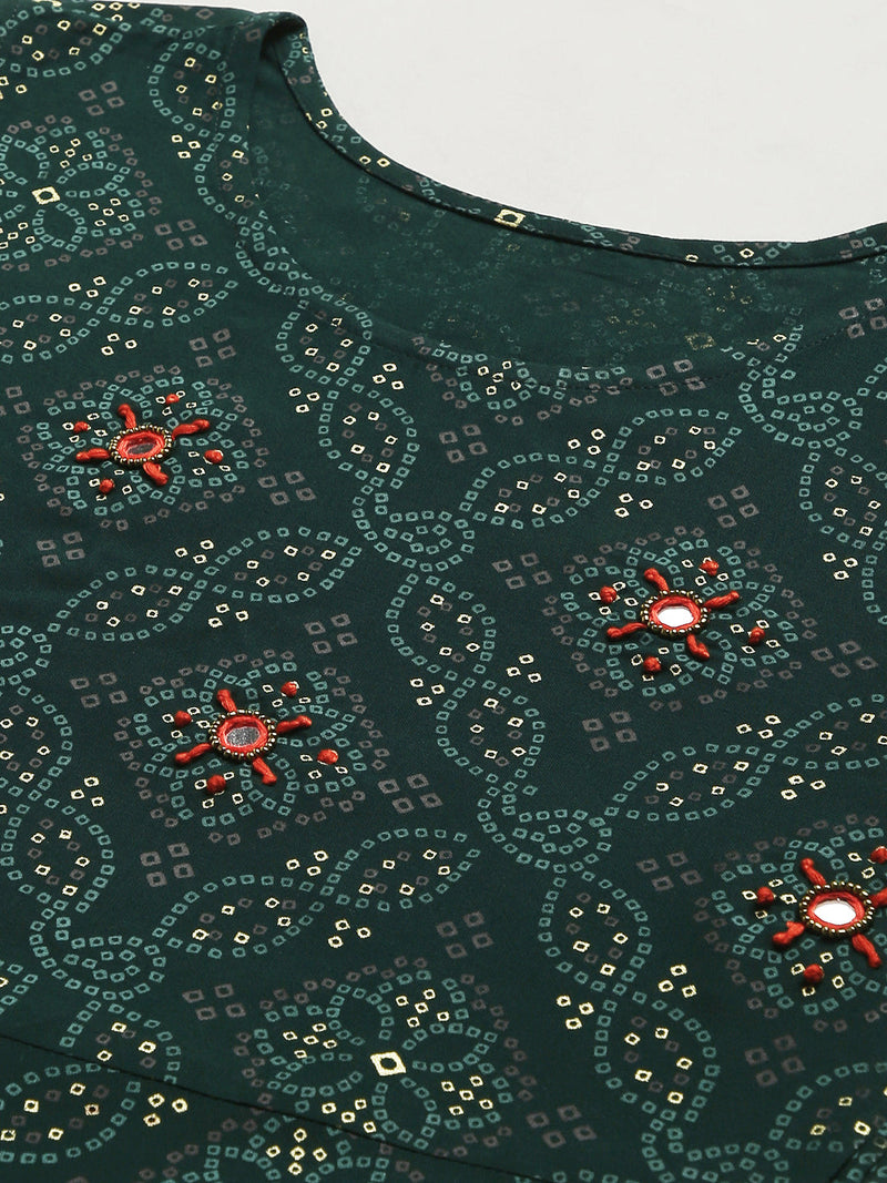 Print Rayon Flared Kurta