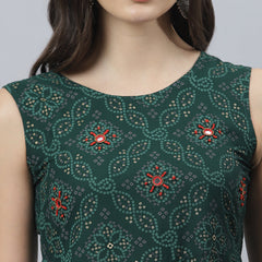 Bandhani Print Rayon Flared Kurta