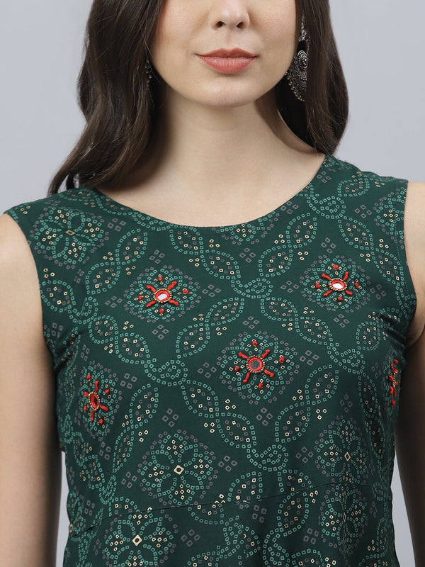 Bandhani Print Rayon Flared Kurta