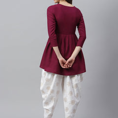 Rayon Pleated kurta Dhoti Pant Set