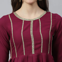 Rayon Pleated kurta Dhoti Pant Set