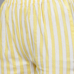 Stylum Women's Woven designed Cotton Blend Straight Kurta Pant Dupatta Set (YLWMELODY)