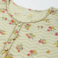 Stylum Women's Floral Printed Rayon Tiered kurta (ZINGYBEIGE)