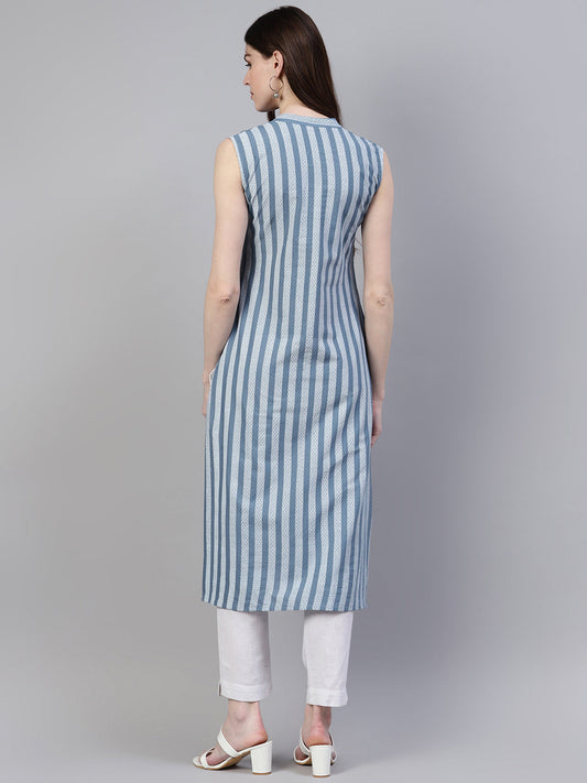 Striped Cotton Straight Kurta