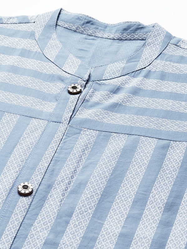 Striped Cotton Straight Kurta