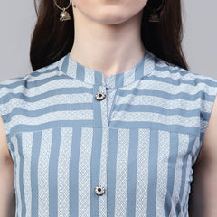 Stylum Women's Striped Cotton Straight Kurta (sologrey)